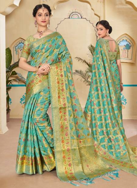Pista Colour Sangam Avantika New Latest Printed Designer Party Wear Organza Saree Collection 1122